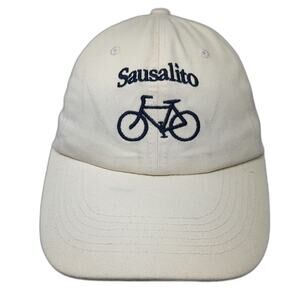 City Wear Baseball Cap Beige Blue One Size Sausalito Bicycle Embroidery Hat